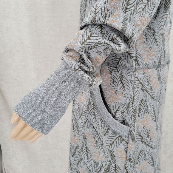 Lole Gray Hoodie Sweatshirt Sweater Dress with Pockets Leaf Pattern Women's XL - Picture 5 of 13